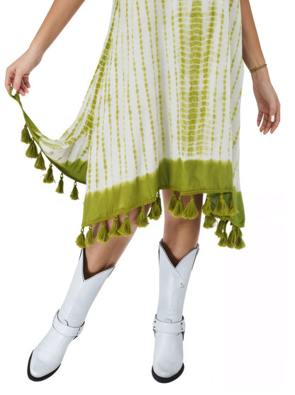 Boho Launch Dress adj Straps. GREEN * - Tenku Designs