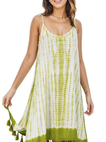 Boho Launch Dress adj Straps. GREEN * - Tenku Designs