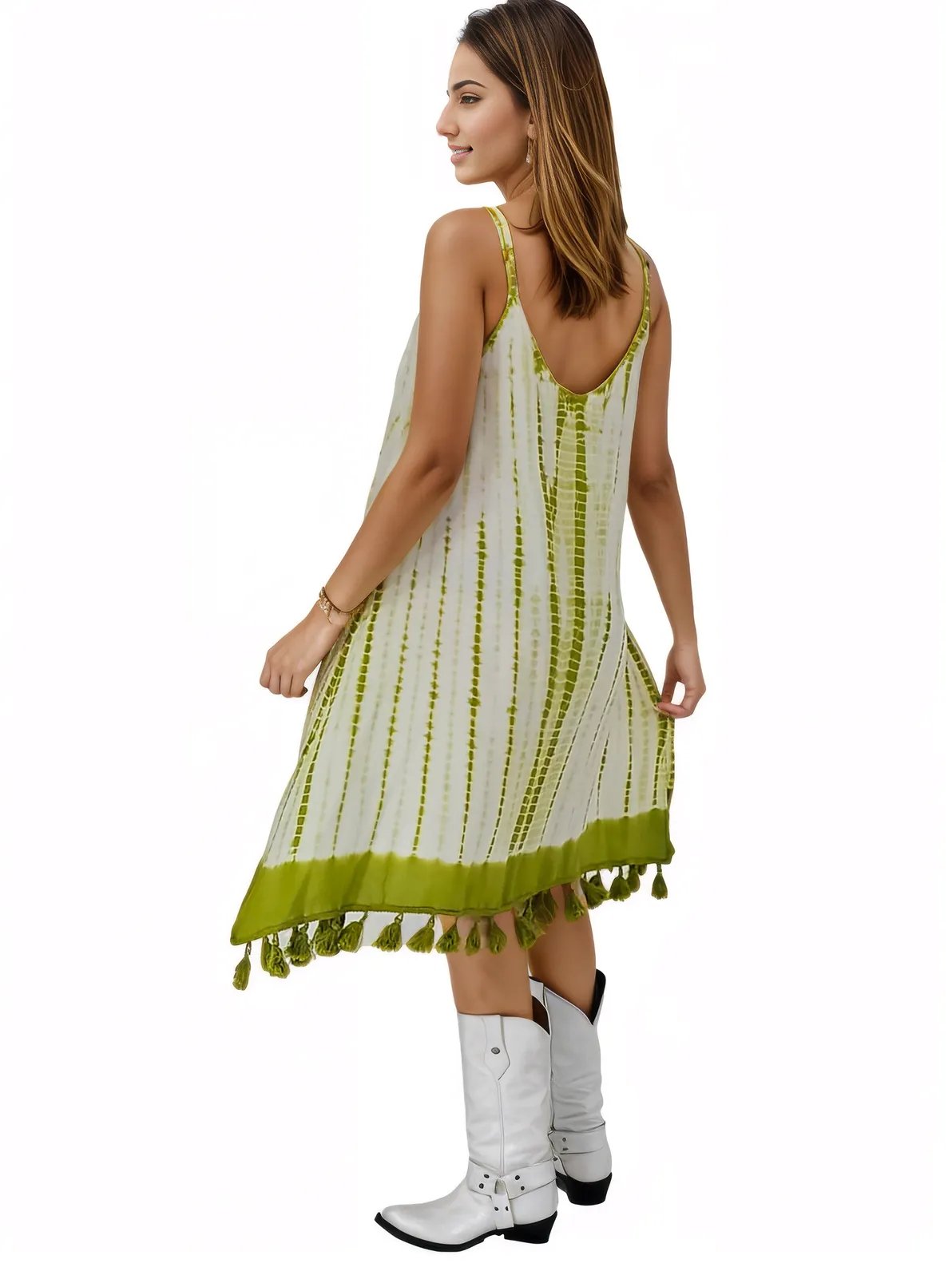 Boho Launch Dress adj Straps. GREEN * - Tenku Designs