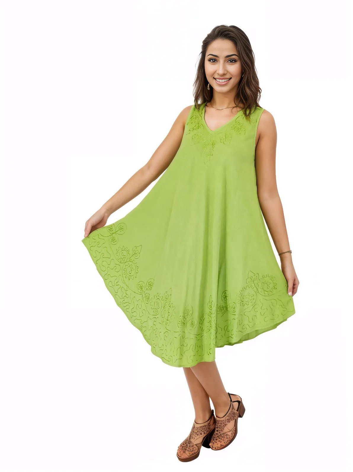 Boho Launch Dress Lime Green * - Tenku Designs