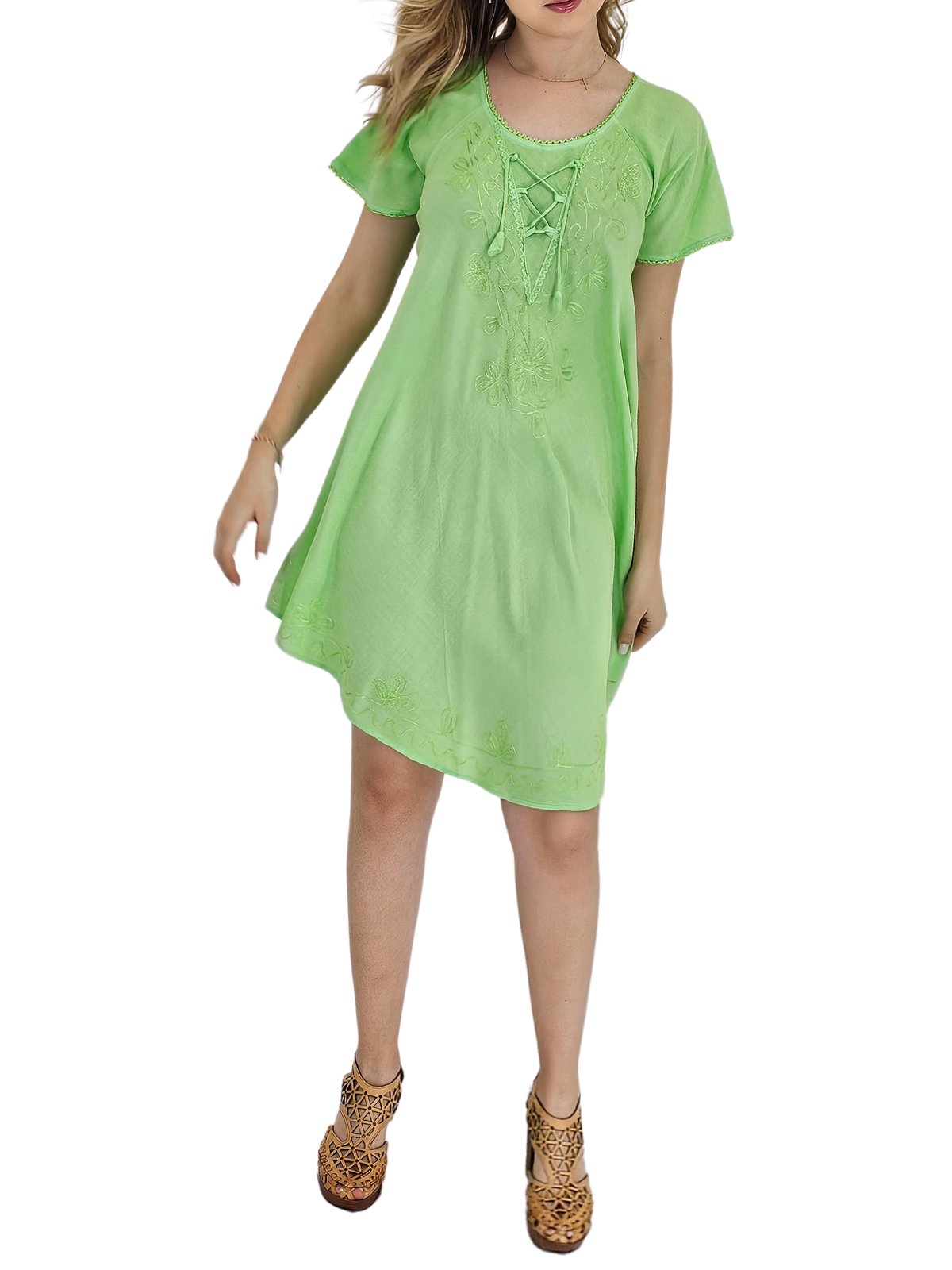 Boho Launch Dress Lime Green * - Tenku Designs