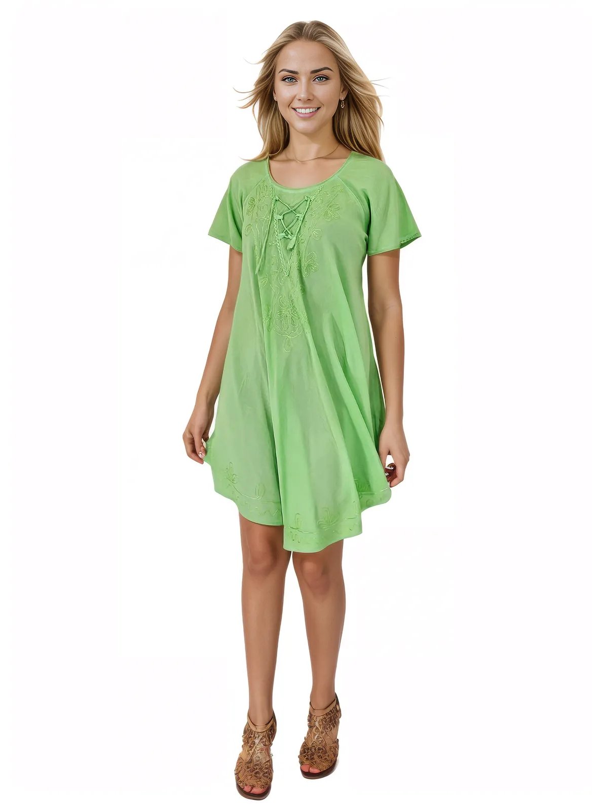 Boho Launch Dress Lime Green * - Tenku Designs