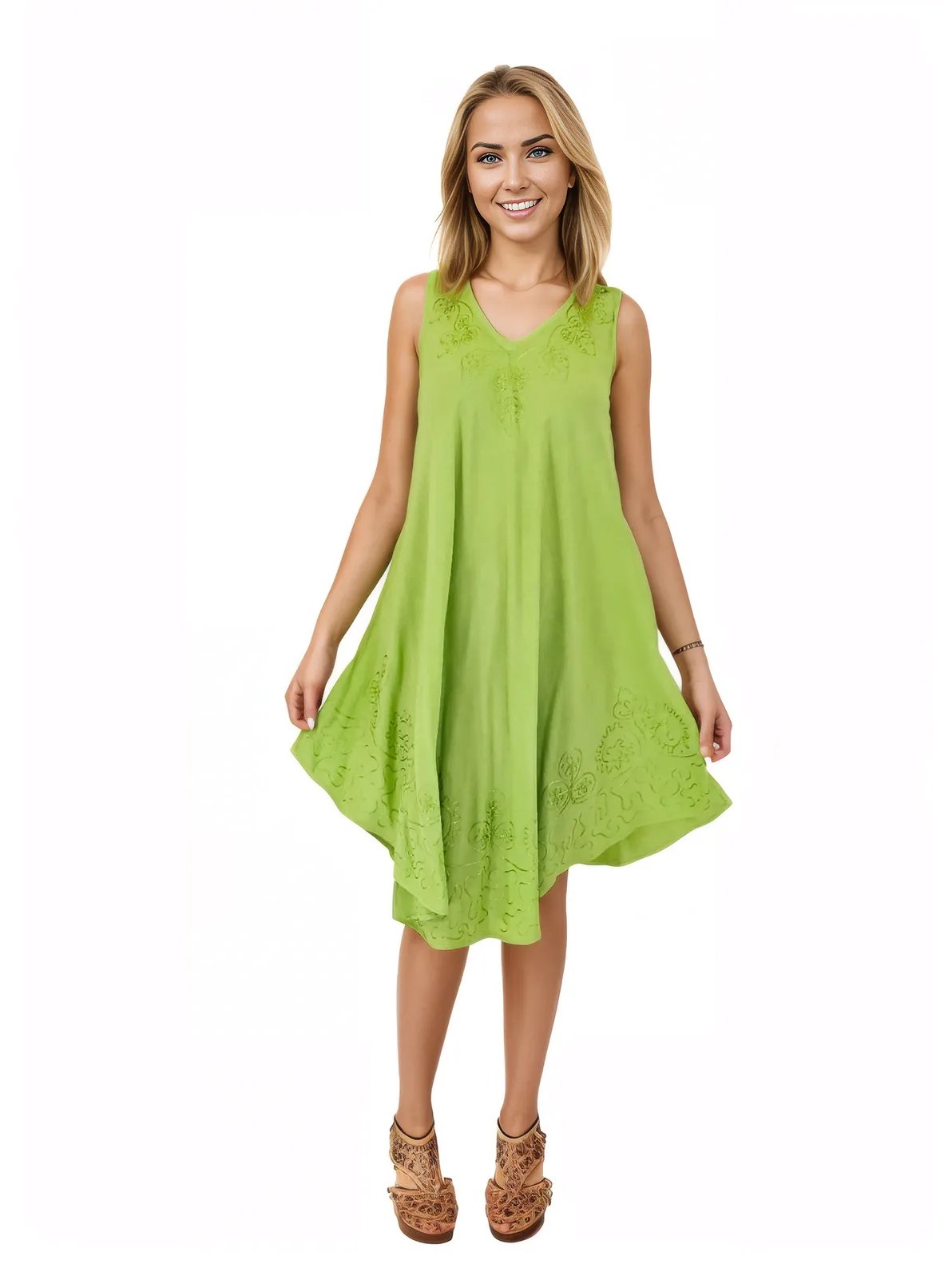 Boho Launch Dress Lime Green * - Tenku Designs