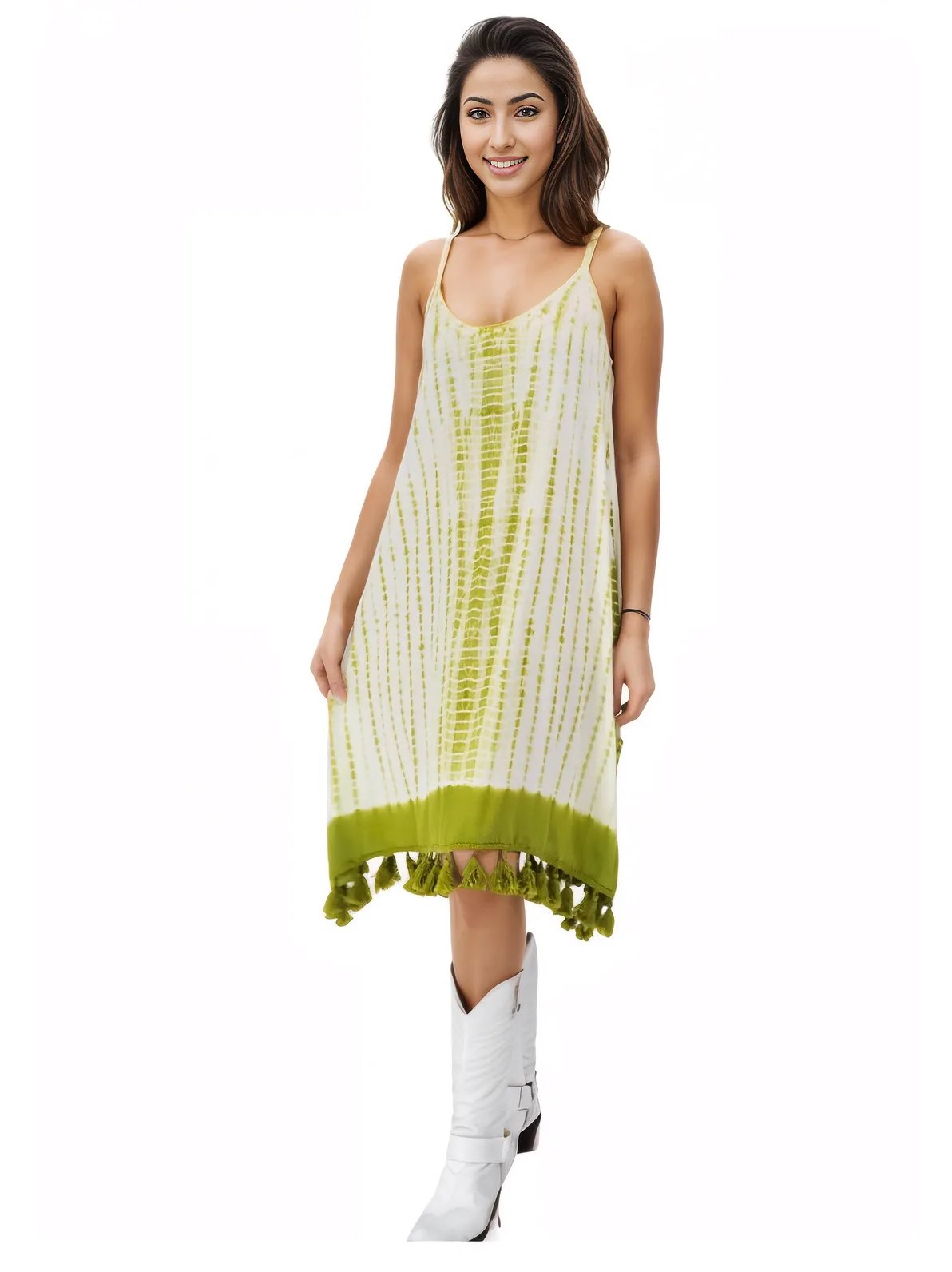 Boho Launch Oversize Dress Lime Green * - Tenku Designs