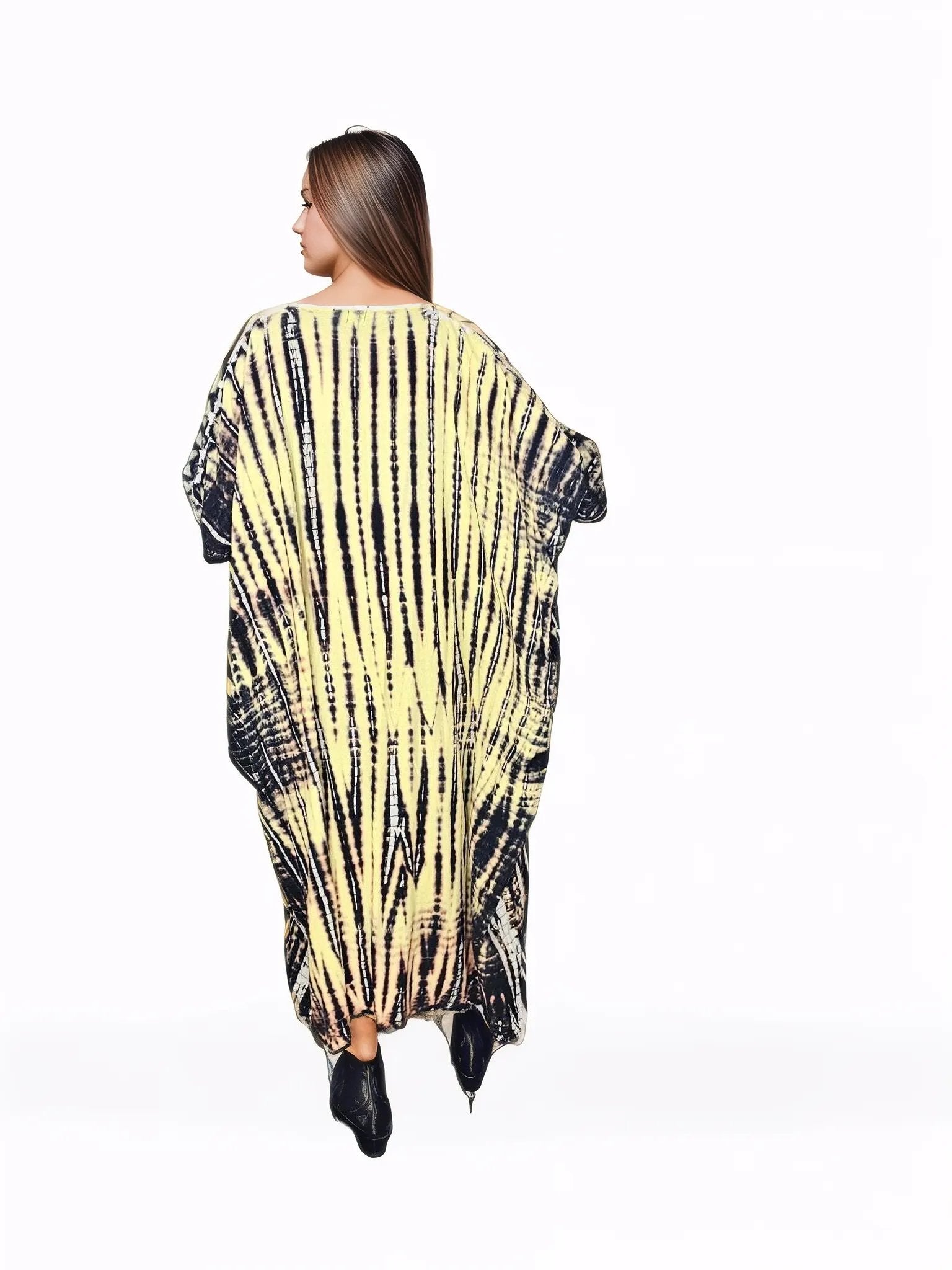 Boho Raw Yellow Black Cardigan - Tenku Designs