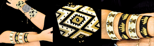 Wixarika Miyuki Beaded Bracelets – Handmade Mexican Huichol Jewelry "Corona"