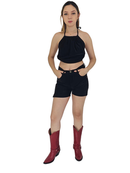 Buttery soft Velvet Shorts Black - Tenku Designs