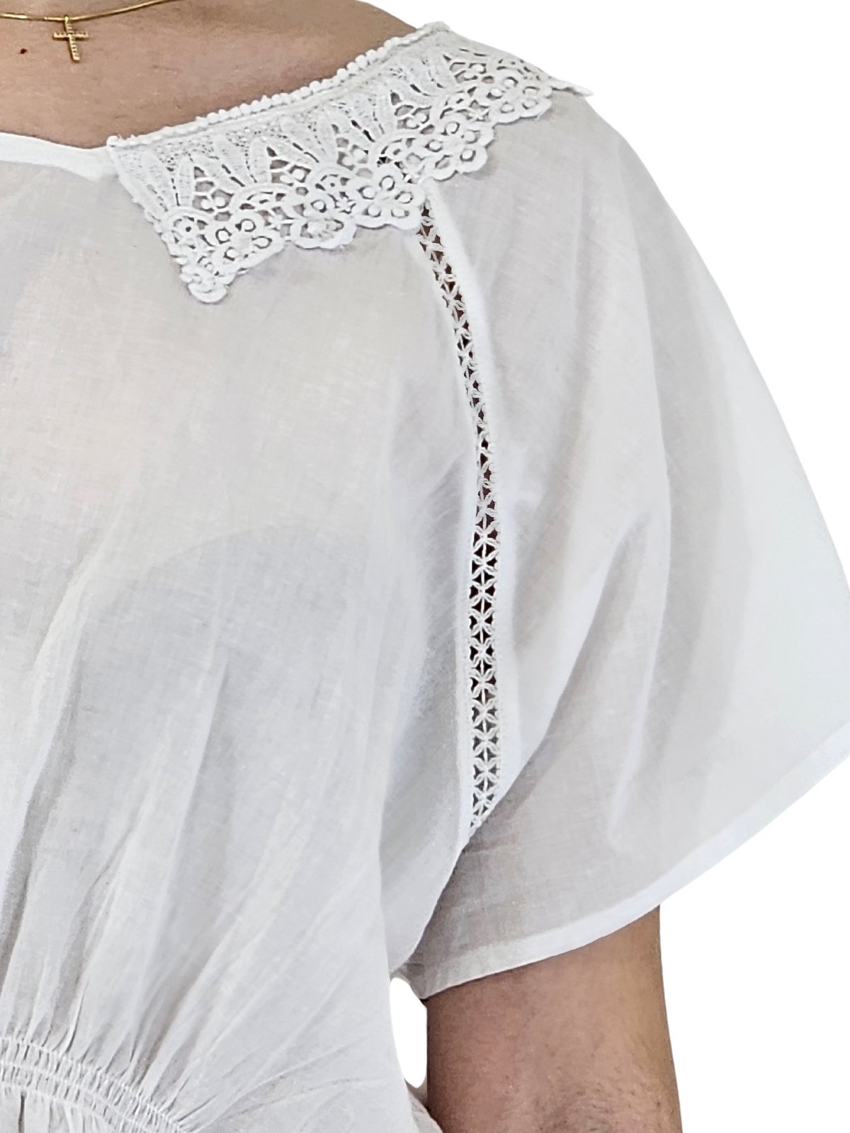 Chic 100% Cotton White Kaftan Dress - Tenku Designs