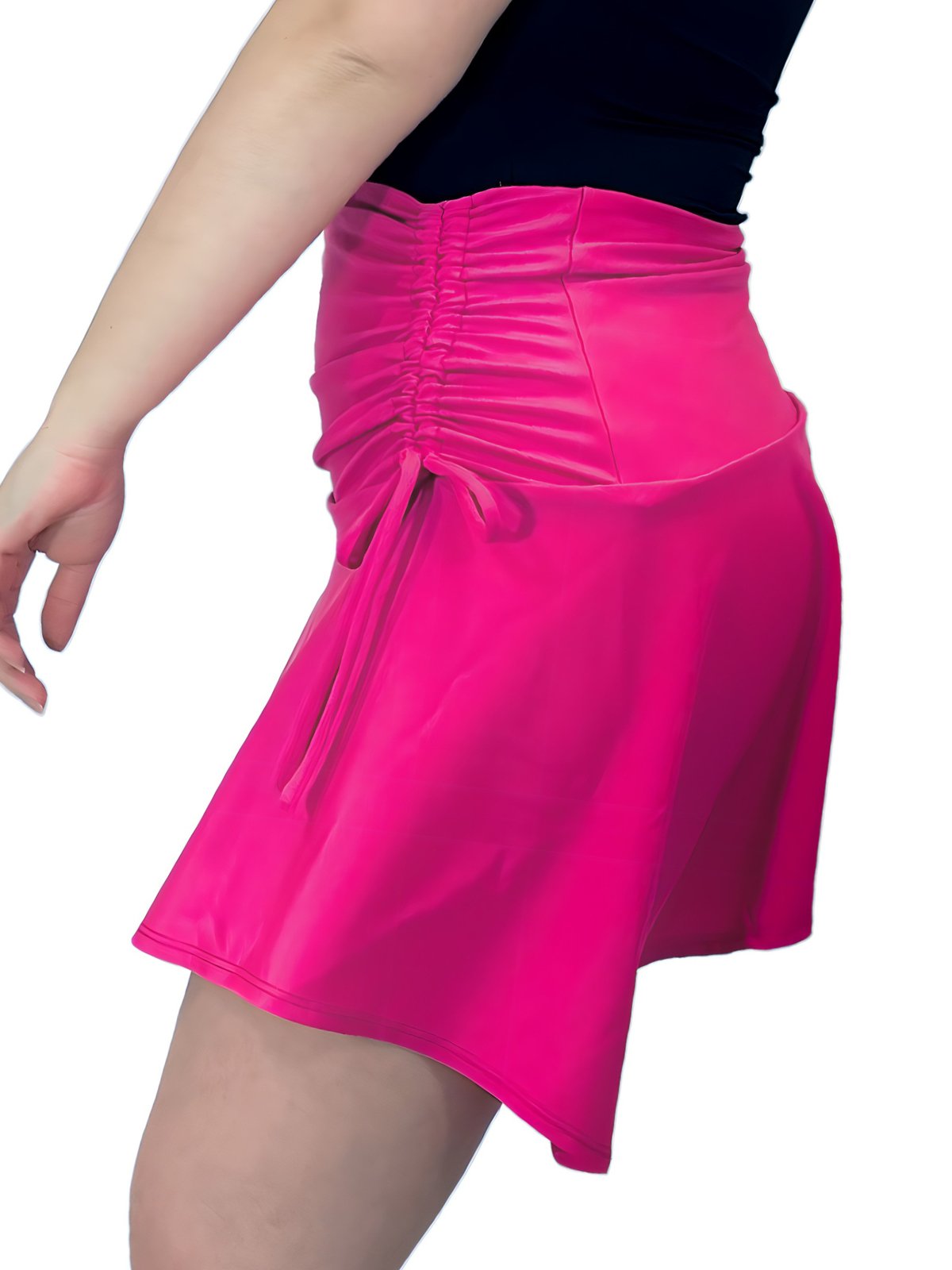 Draw String Asymmetrical Mini Skirt Hot Pink - Tenku Designs