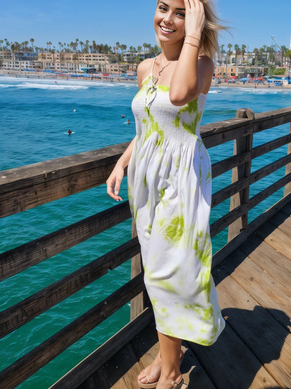 Elegant Strapless Dress with Gathered Bodice & Flowy Lime Green - Tenku Designs