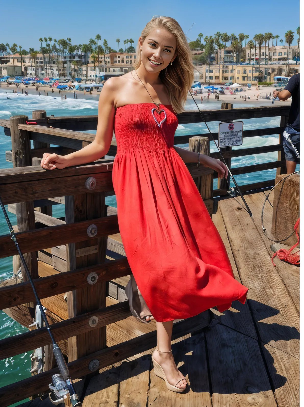 Elegant Strapless Dress with Gathered Bodice & Flowy Red - Tenku Designs