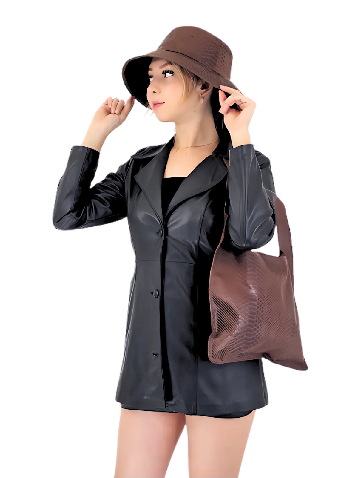 G Bag Crocodile Embossed Brown - Tenku Designs