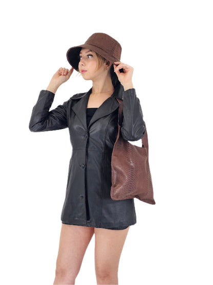 G Bag Crocodile Embossed Brown - Tenku Designs