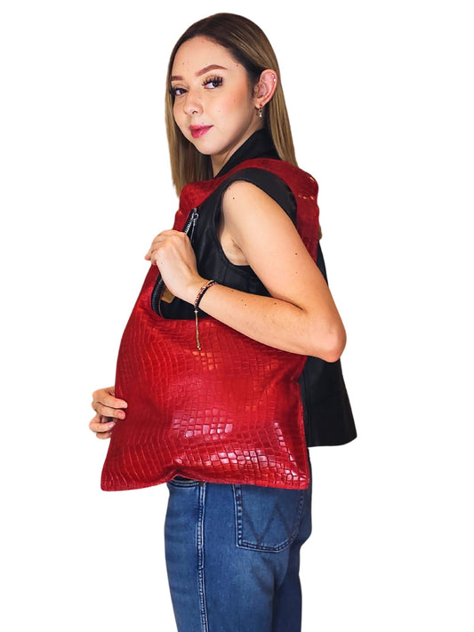 G Bag Crocodile Embossed Red - Tenku Designs