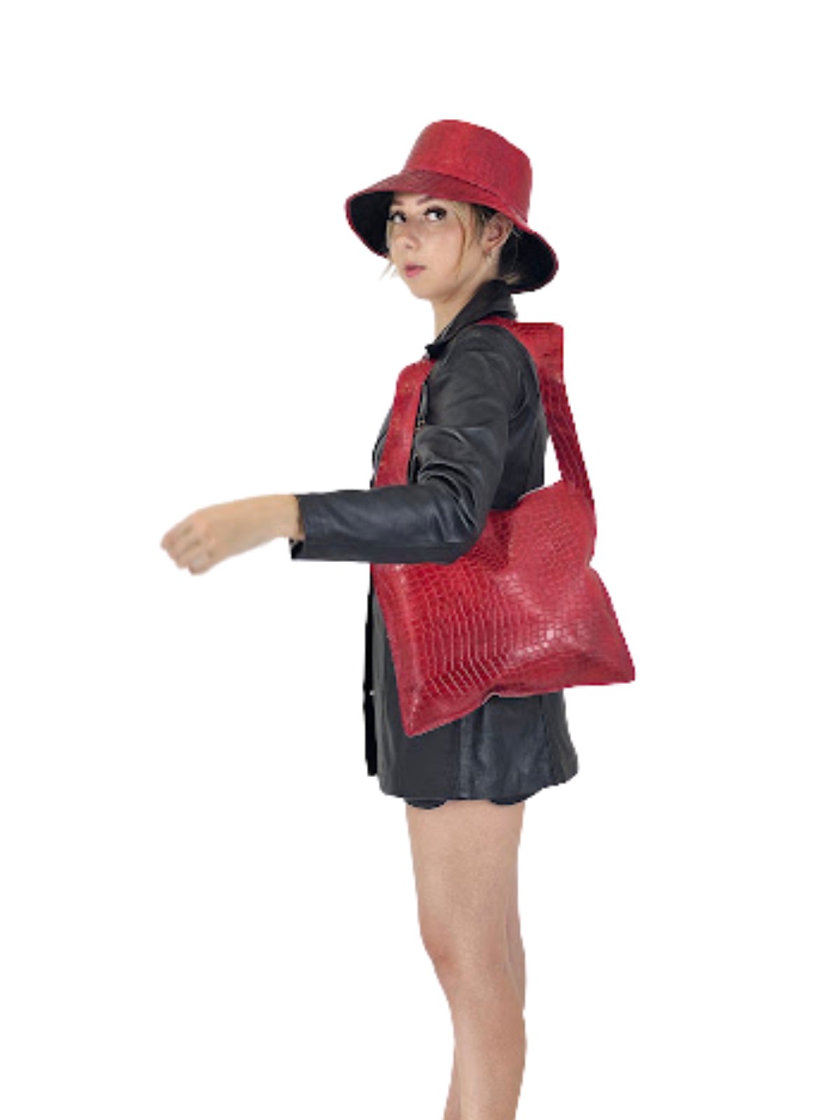 G Bag Crocodile Embossed Red - Tenku Designs