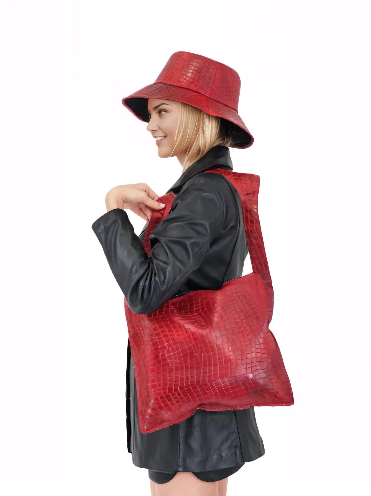 G Bag Crocodile Embossed Red - Tenku Designs