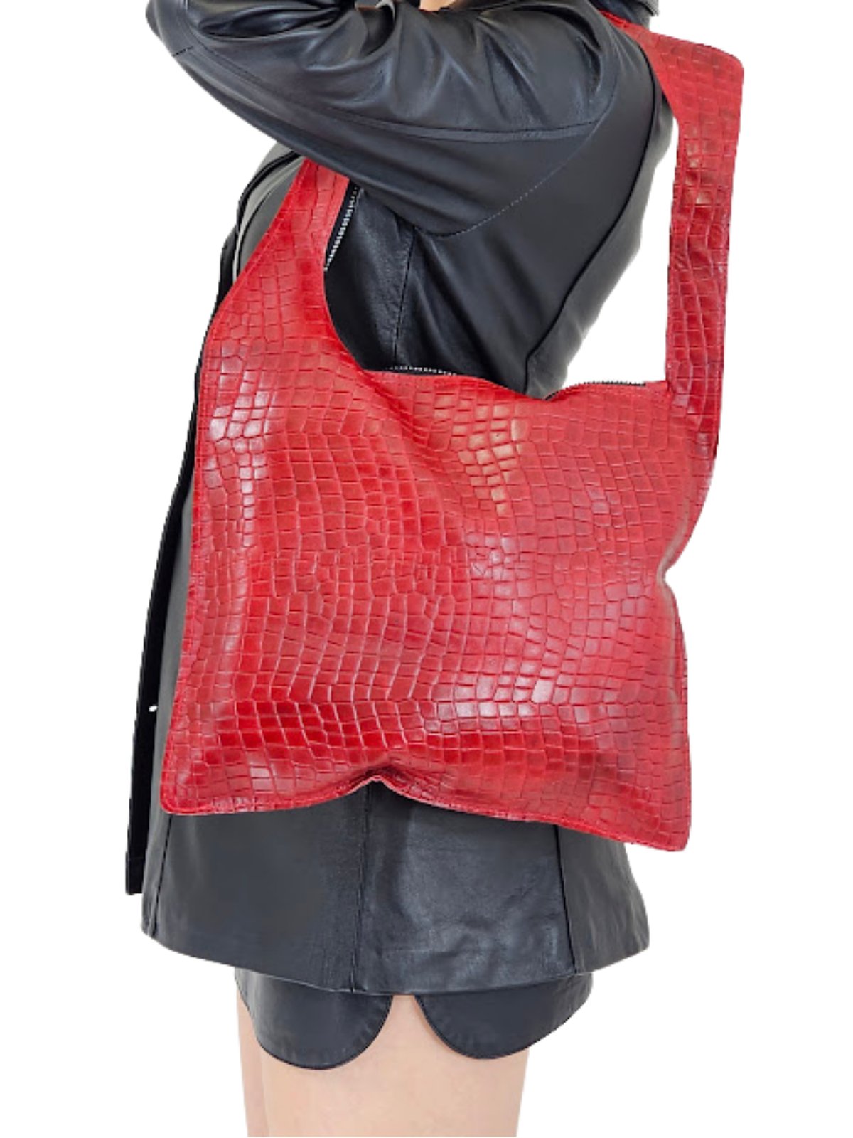 G Bag Crocodile Embossed Red - Tenku Designs