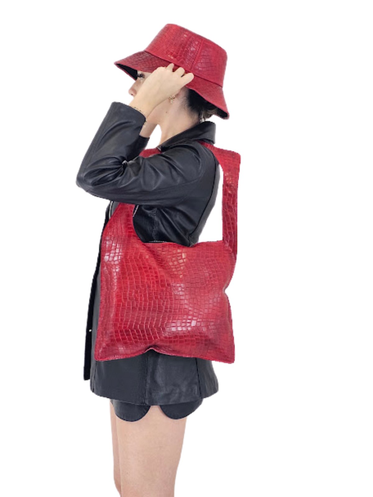 G Bag Crocodile Embossed Red - Tenku Designs