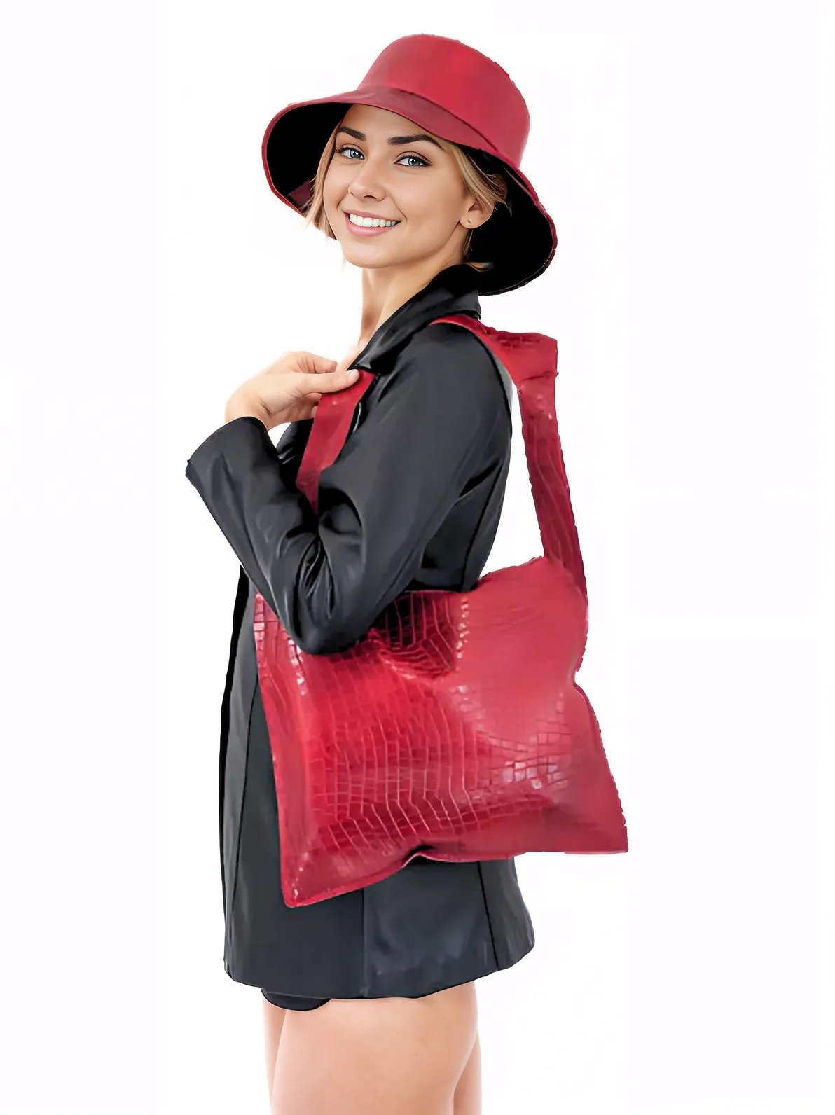 G Bag Crocodile Embossed Red - Tenku Designs