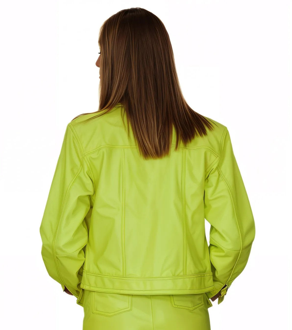Handcrafted Women's Sheepskin Leather Biker Jacket – Premium Biker Style Lime Green - Tenku Designs