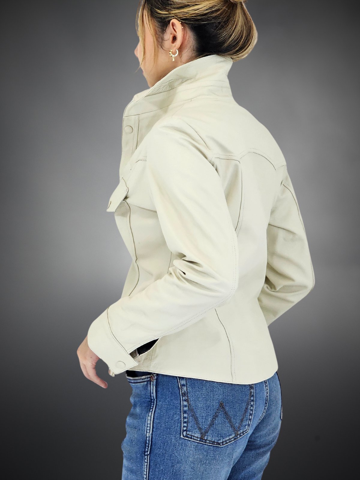 Handcrafted Women's Sheepskin Leather Shirt – Western - Style Bone Button - Up - Tenku Designs