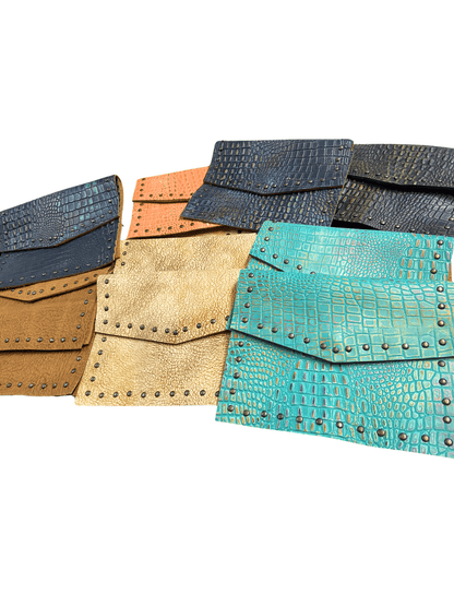 Hybrid Crosboddy Hand Wrist Bag Crocodile Embossed Black - Tenku Designs