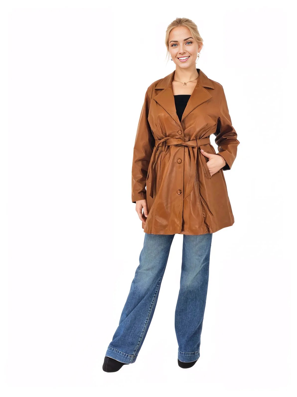 Lamb Leather Coat Honey - Tenku Designs