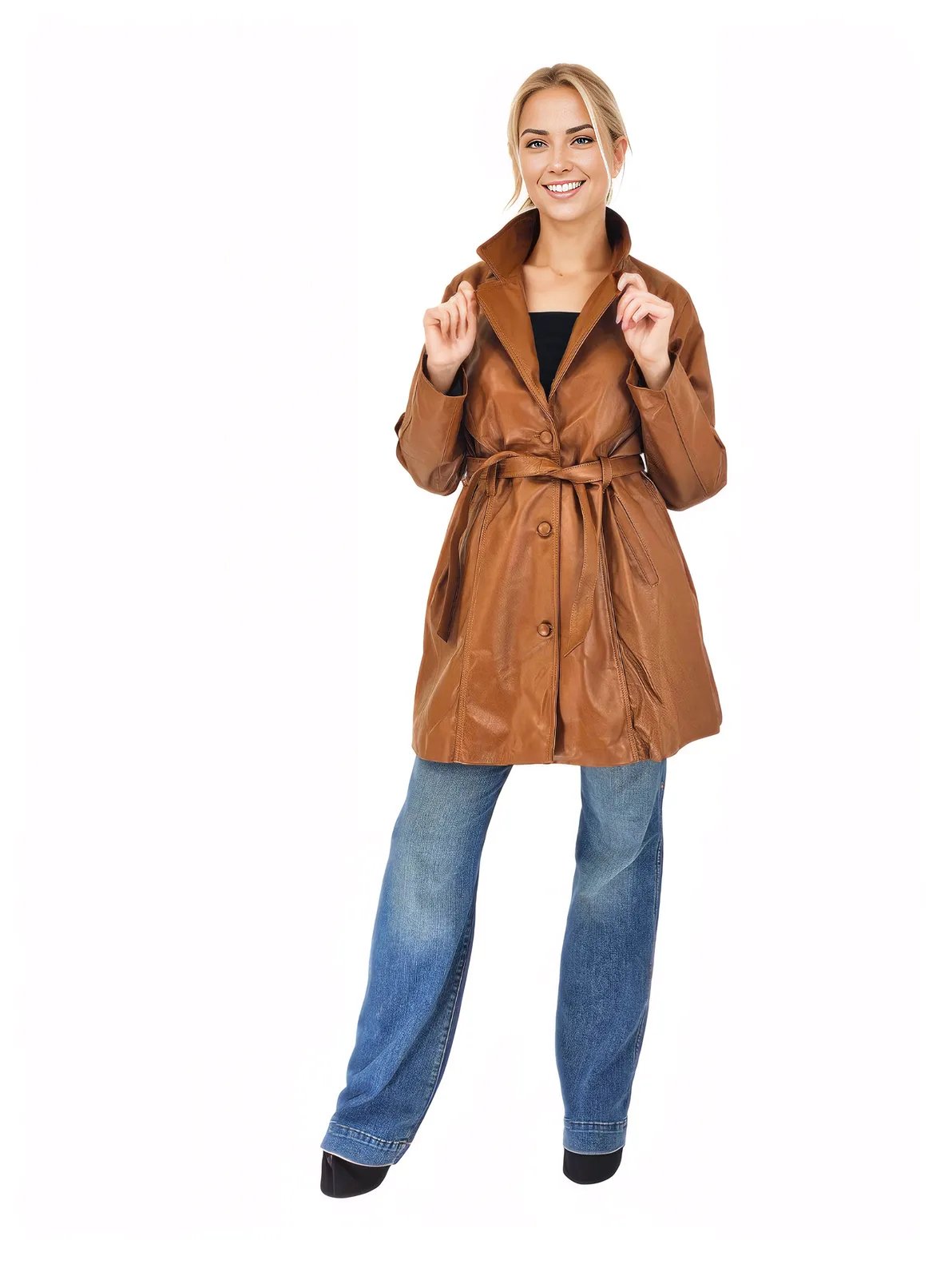 Lamb Leather Coat Honey - Tenku Designs