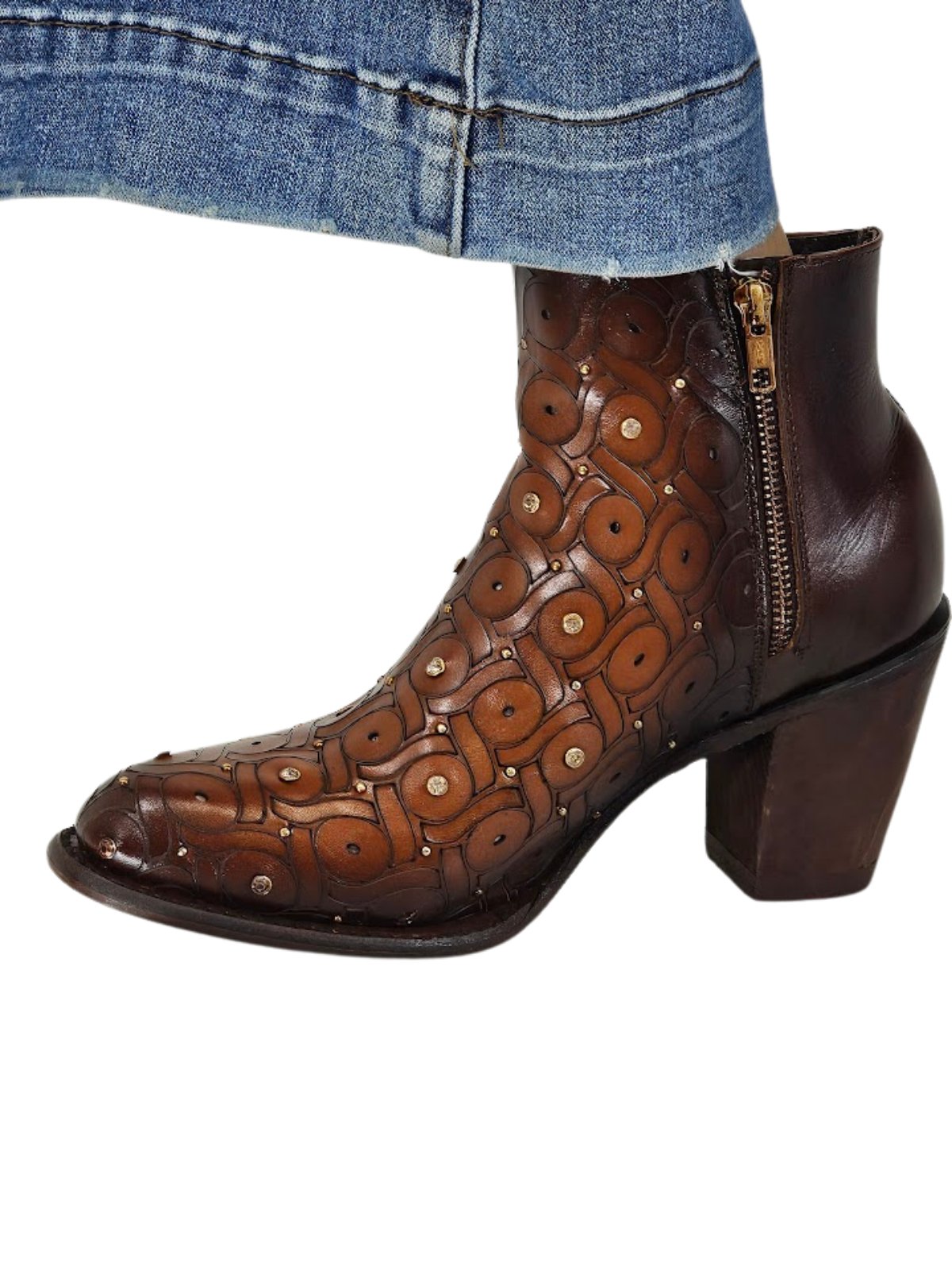 Leather Bootie with Rinestones - Tenku Designs