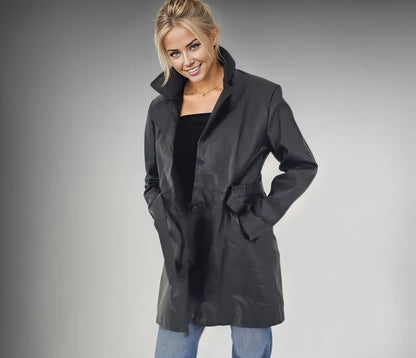 Leather Coat Black - Tenku Designs