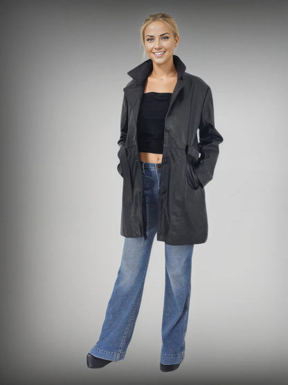 Leather Coat Black - Tenku Designs