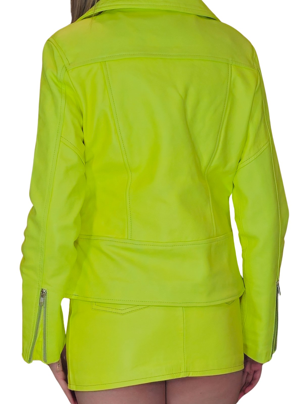 Leather Jacket Levy Jean Style Lime Green * - Tenku Designs