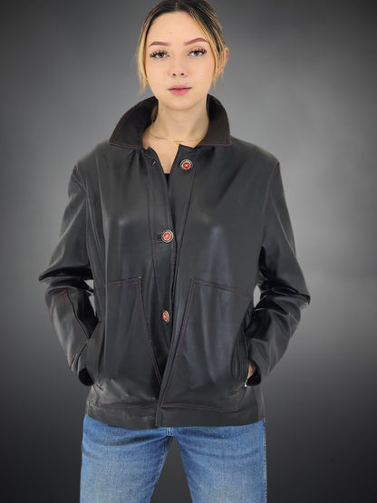 Leather Jacket w/Red Thread - Tenku Designs