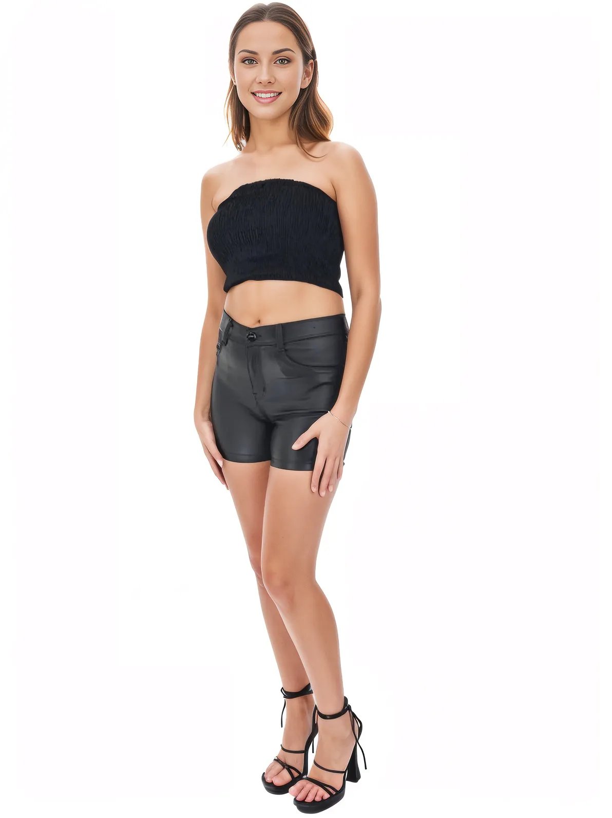 Leather - Like Shorts Black - Tenku Designs