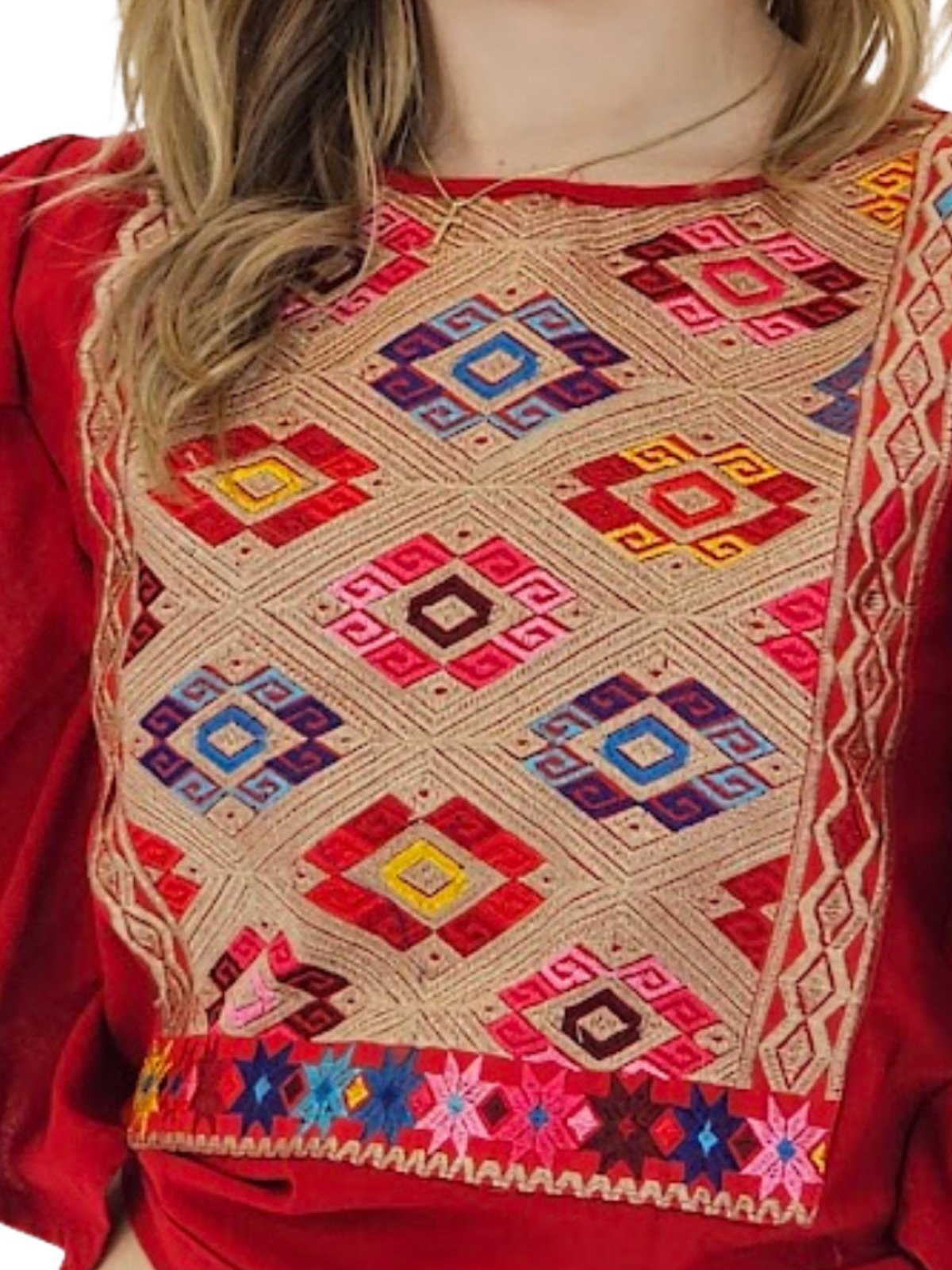 Mexican Folkloric Naye Top Red - Tenku Designs