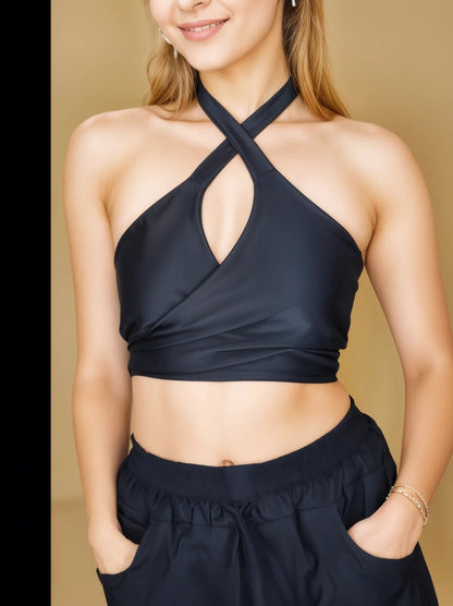 MultyWay Halter Wrap Top Black - Tenku Designs