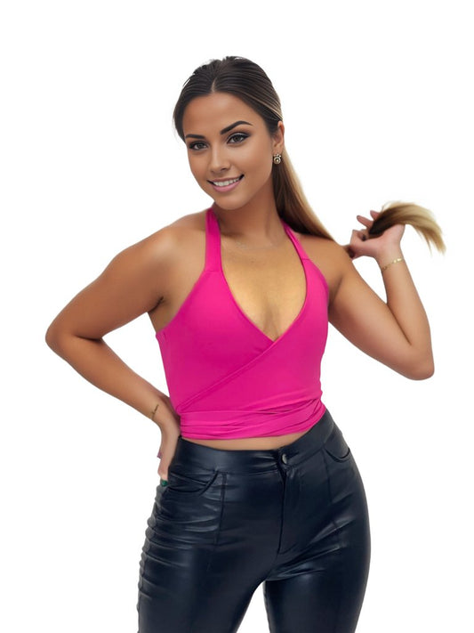 MultyWay Halter Wrap Top Hot Pink - Tenku Designs