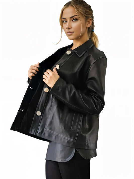 Oversize Leather Jacket Square Pocket - Tenku Designs