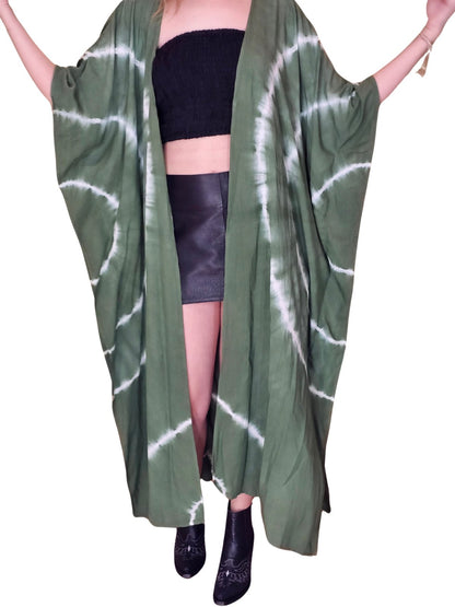 Oversized BOHO Cardigans Dusty Green - Tenku Designs