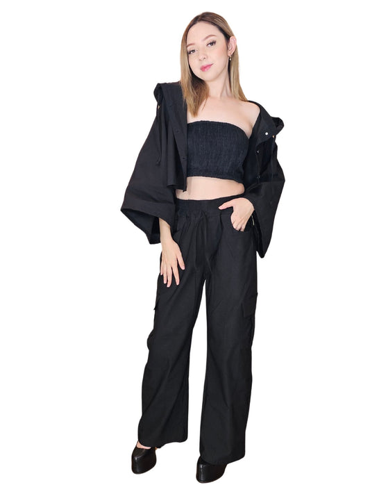 Oversized Coord 2 Piece Set Black - Tenku Designs