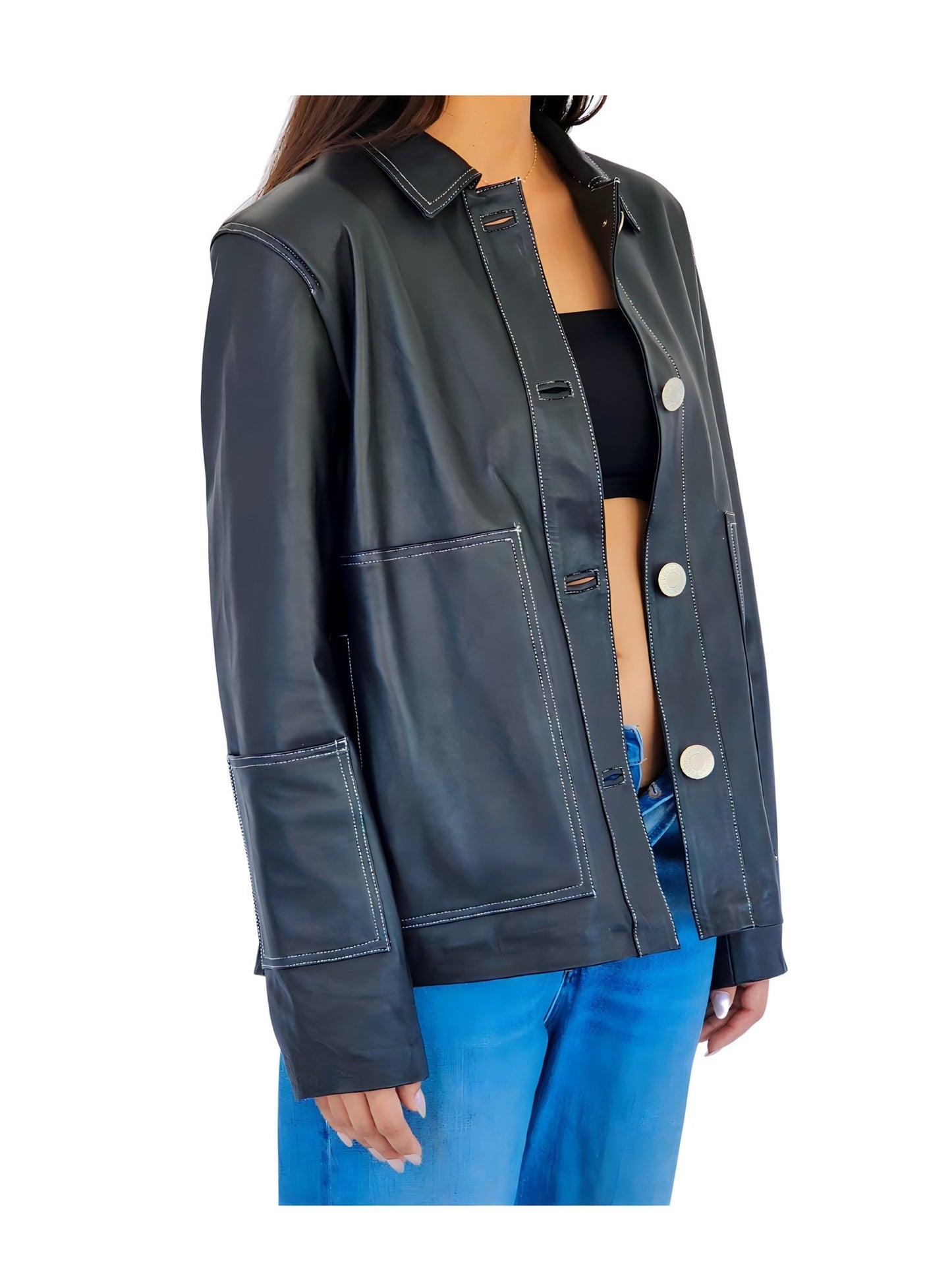 Oversized Hand Crafted Leather Jacket Tosai - Tenku Designs