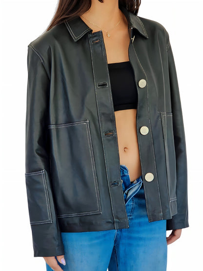 Oversized Hand Crafted Leather Jacket Tosai - Tenku Designs