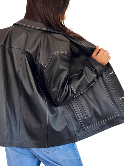 Oversized Hand Crafted Leather Jacket Tosai - Tenku Designs