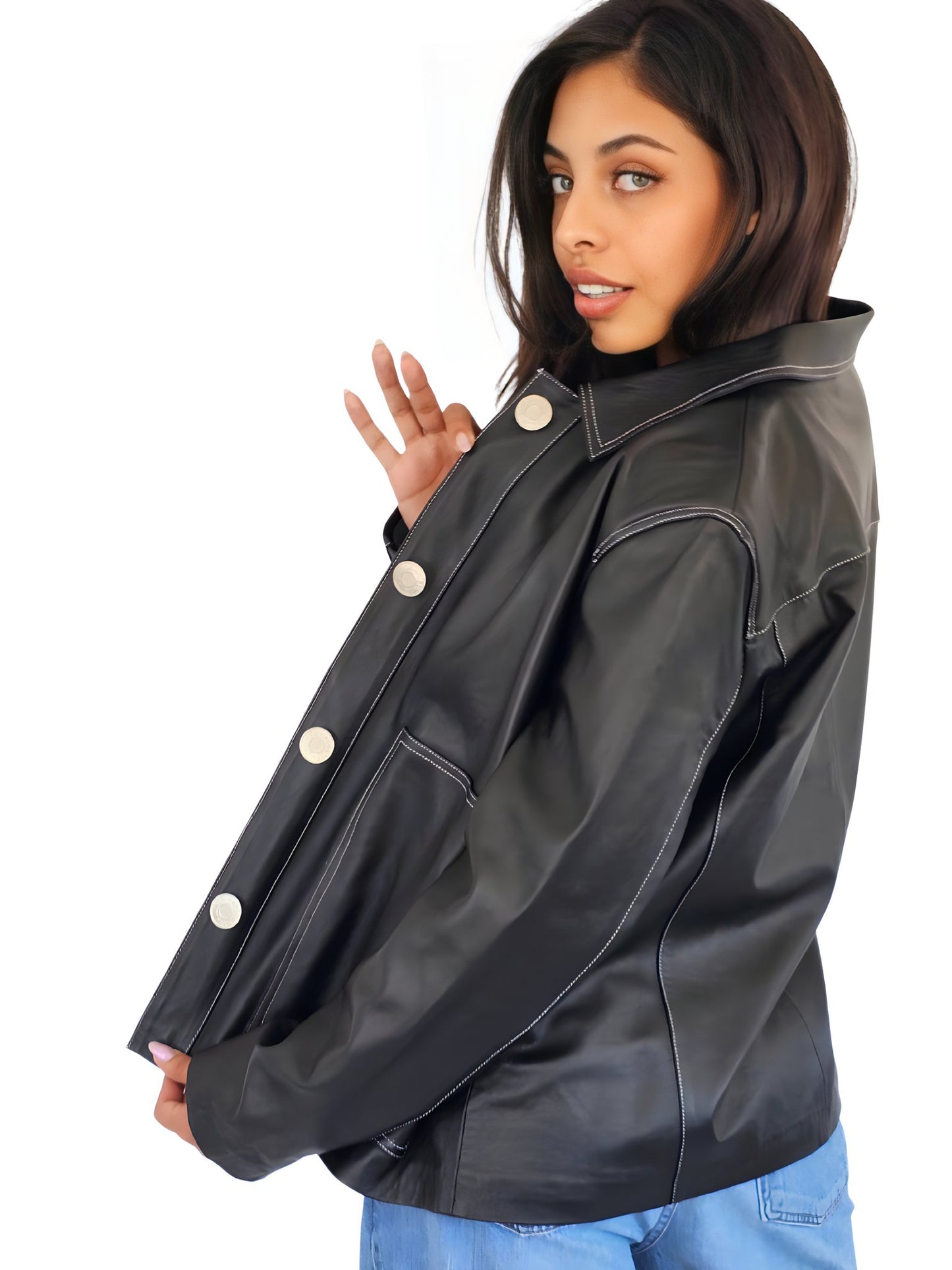 Oversized Hand Crafted Leather Jacket Tosai - Tenku Designs