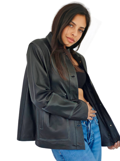 Oversized Hand Crafted Leather Jacket Tosai - Tenku Designs