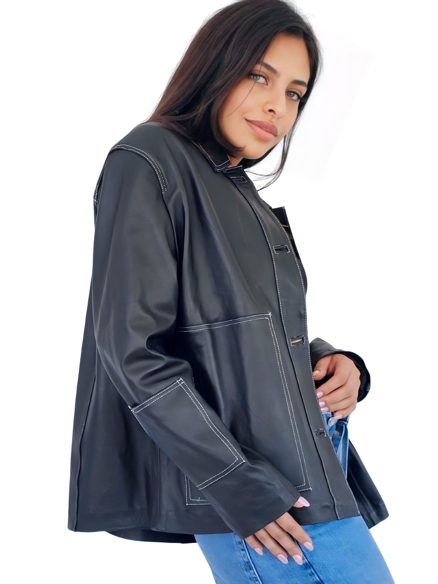 Oversized Hand Crafted Leather Jacket Tosai - Tenku Designs