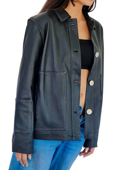 Oversized Hand Crafted Leather Jacket Tosai - Tenku Designs