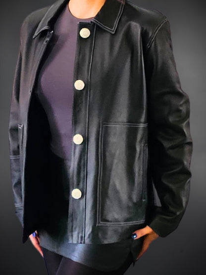 Oversized Hand Crafted Leather Jacket Tosai - Tenku Designs