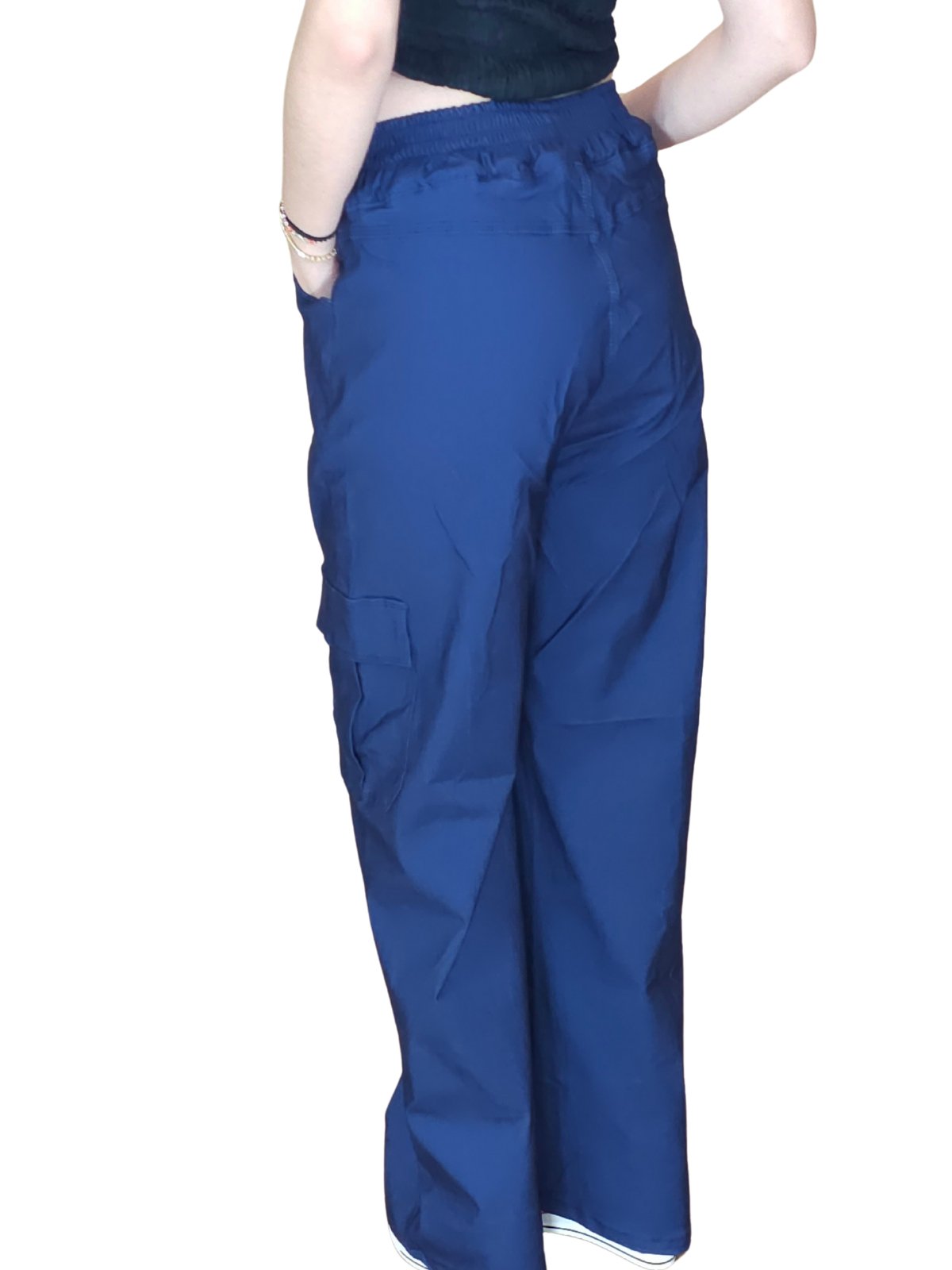 Oversized Stretchable Cargo Pants Navy Blue - Tenku Designs