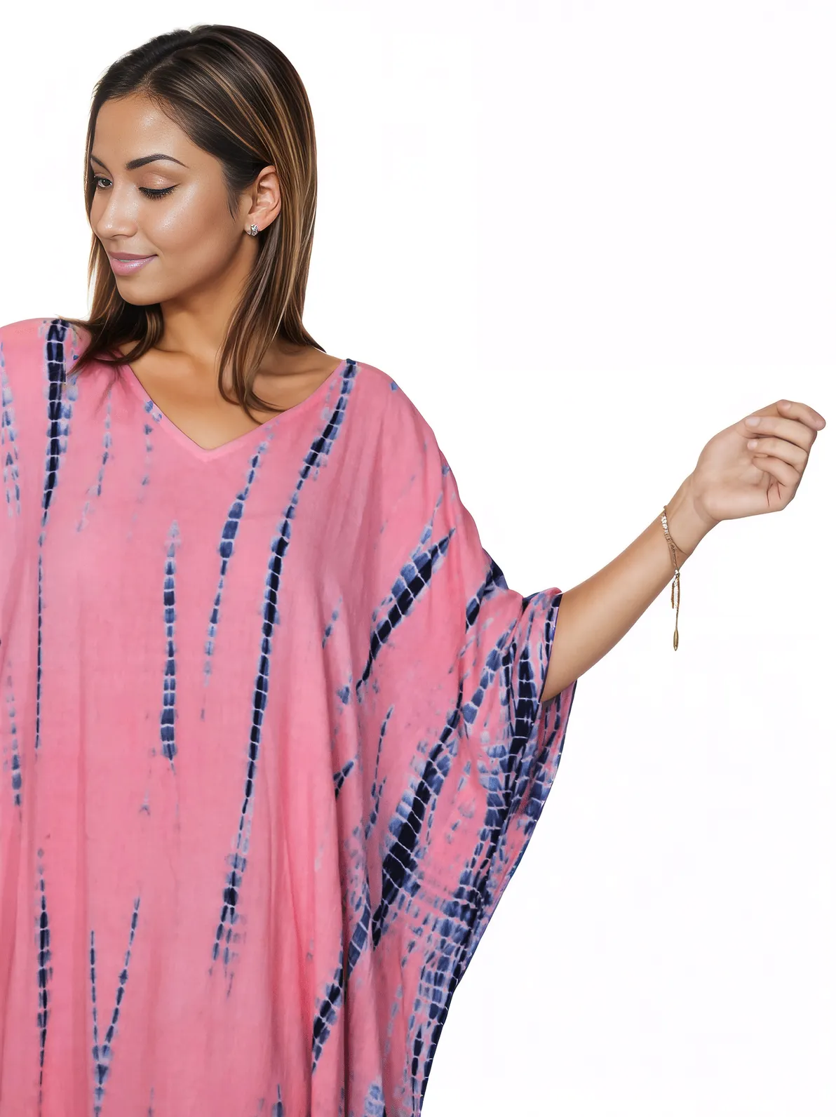 Peachy Pink Hand - Dyed Tie - Dye Maxi Kaftan Dress – Boho Chic, Flowy and Comfortable - Tenku Designs